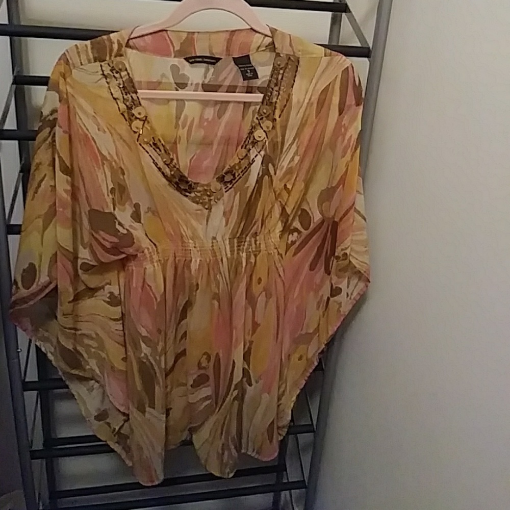 Sheer multi-color dashiki top
